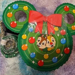 Chip and Dale Loungefly Christmas wreath crossbody